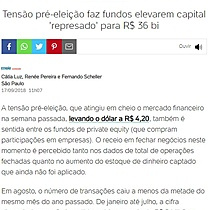 Tenso pr-eleio faz fundos elevarem capital 'represado' para R$ 36 bi